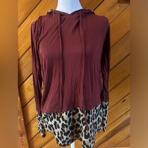 Maroon and leopard print top